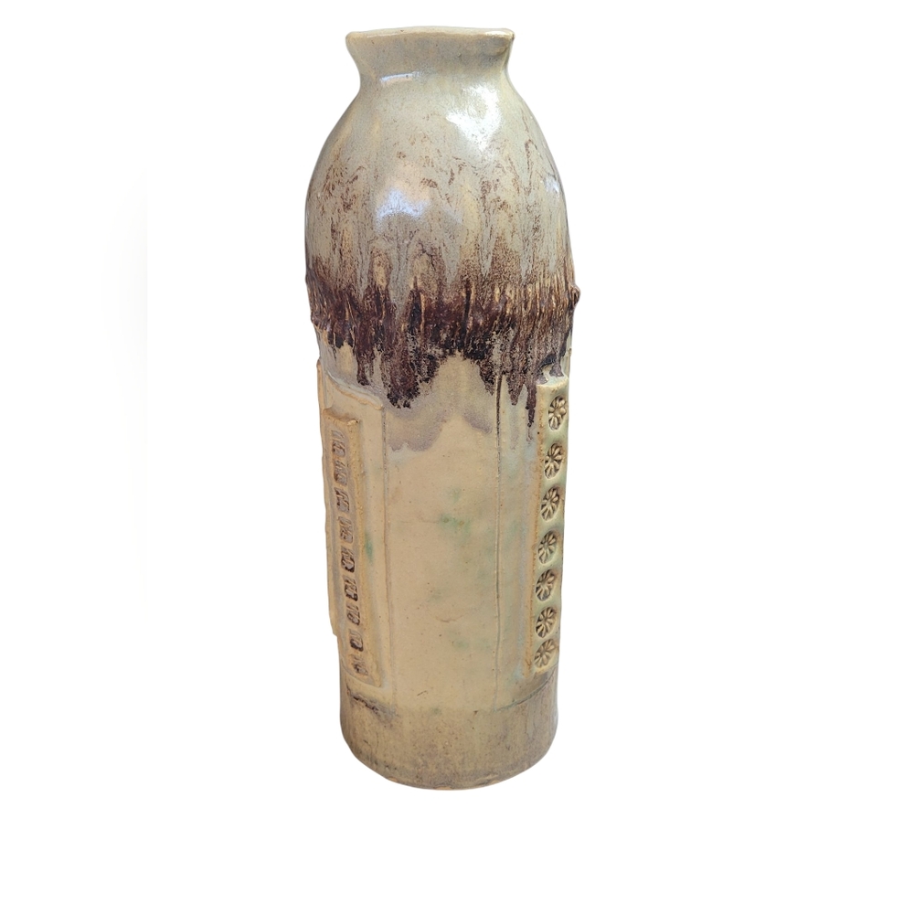 Hand Crafted Cream and Brown Ceramic Vase - Picture 7 of 16